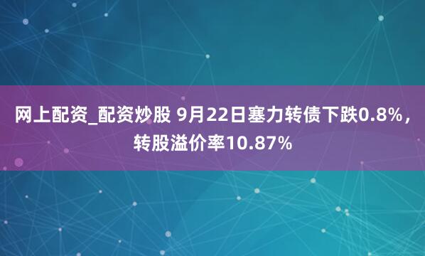 网上配资_配资炒股 9月22日塞力转债下跌0.8%，转股溢价率10.87%